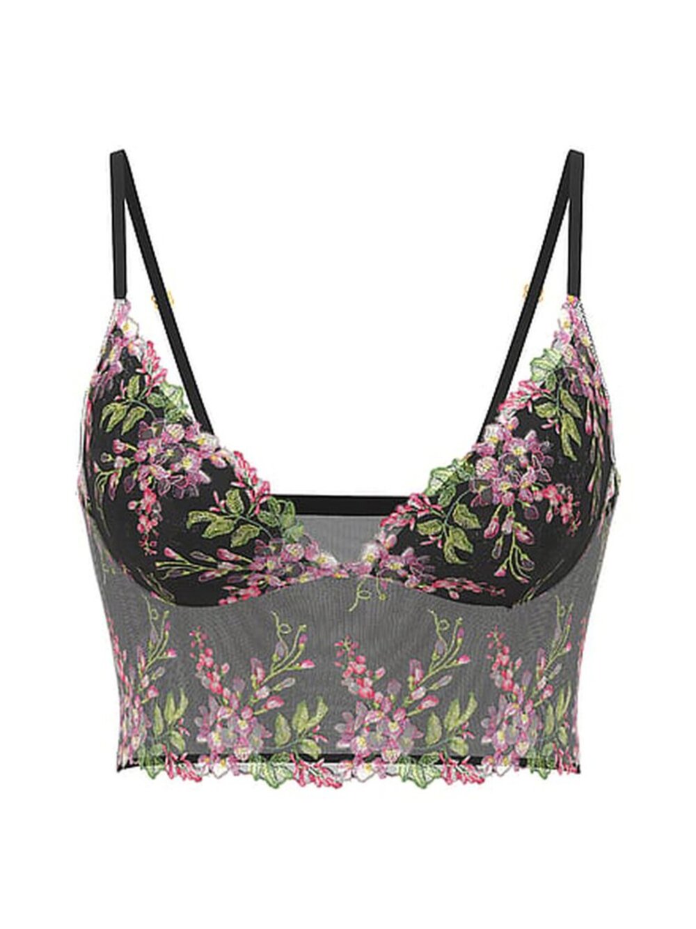 New! Victoria's Secret Black Wisteria Embroidery Triangle Bra Top S 34564